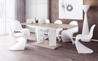 Jídelní stůl LINOSA 3 - 160 (cappucino lesk/bílá lesk/cappucino lesk) (   Moderní rozkládací jídelní stůl ve vysokém lesku)