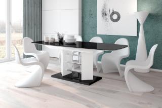 Jídelní stůl LINOSA 3 - 160 (černá lesk/bílá lesk/černá lesk) (   Moderní rozkládací jídelní stůl ve vysokém lesku)