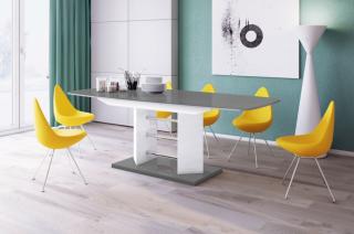 Jídelní stůl LINOSA 3 - 160 (šedá lesk/bílá lesk/šedá lesk) (   Moderní rozkládací jídelní stůl ve vysokém lesku)