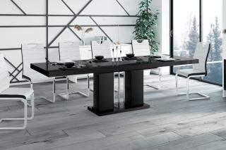 Jídelní stůl LINOSA  (černá lesk) (Moderní rozkládací jídelní stůl ve vysokém lesku)