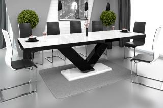 Jídelní stůl VICTORIA (bílá lesk/černá lesk/bílá lesk) (Luxusní jídelní stůl s velkou paletou výběru barevného provedení)