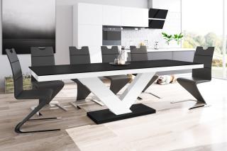 Jídelní stůl VICTORIA (černá mat/bílá lesk/černá mat) (Luxusní jídelní stůl s velkou paletou výběru barevného provedení)