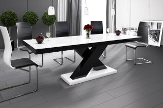 Jídelní stůl XENON (bílá lesk/černá lesk/bílá lesk) (Luxusní jídelní stůl s velkou paletou výběru barevného provedení)