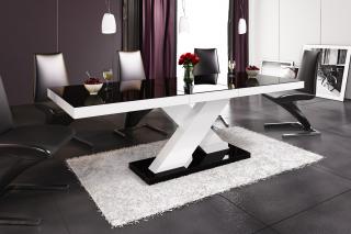 Jídelní stůl XENON (černá lesk/bílá lesk/černá lesk) (Luxusní jídelní stůl s velkou paletou výběru barevného provedení)