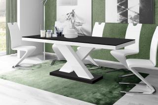 Jídelní stůl XENON (černá mat/bílá lesk/černá mat) (Luxusní jídelní stůl s velkou paletou výběru barevného provedení)