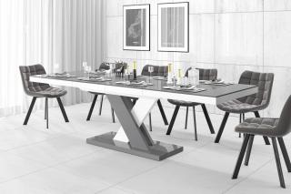 Jídelní stůl XENON LUX (šedá lesk/bílá/šedá lesk/šedá lesk) (Luxusní jídelní stůl s velkou paletou výběru barevného provedení)