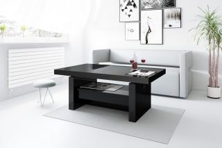 Konferenční stolek AVERSA (černá lesk) (Luxusní konferenční rozkládací stolek ve vysokém lesku)