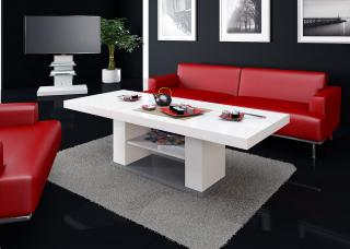 Konferenční stolek MATERA 2 (bílá lesk/šedá lesk) (Luxusní konferenční stolek ve vysokém lesku)