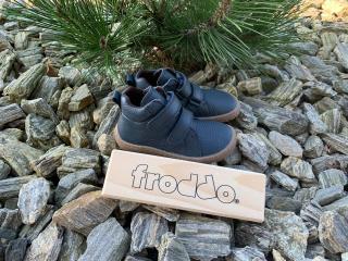 FRODDO BAREFOOT HI TOPS KOTNÍKOVÉ BOTY TMAVĚ MODRÉ G3110201 (KOTNÍKOVÉ KOŽENÉ BAREFOOT BOTY)