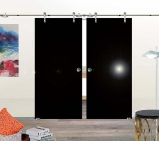 Amod Black Delux skleněné posuvné dveře dvoukřídlé 2x102,5 cm s mušlí