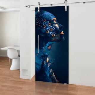 Glasdesign Blue Women Deluxe skleněné posuvné dveře 775 x 2050 mm