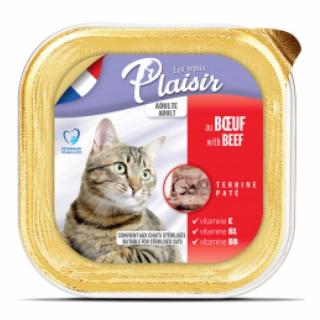 Plaisir cat 100g hovězí i pro kastrované kočky vanička/32ks