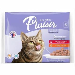 Plaisir cat 85g x 4ks steriliz. kapsička/2x hovězí+2x kuře