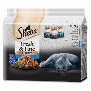 Sheba Fresh+Fine in Gravy 15 x 50g kaps. rybí výběr