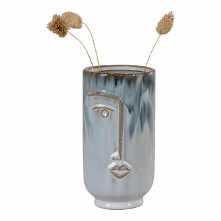 House Nordic Keramická váza FACE šedomodrá