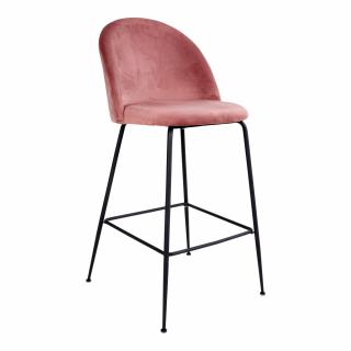 House Nordic Sametová barová židle LAUSANNE růžová