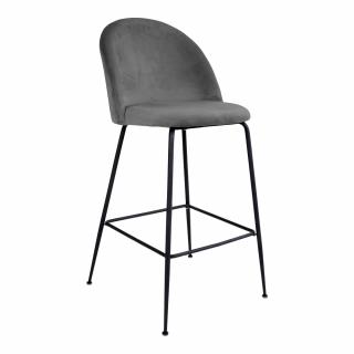 House Nordic Sametová barová židle LAUSANNE šedá