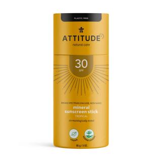 100% minerální ochranná tyčinka na celé tělo ATTITUDE (SPF 30) s vůní Tropical 85 g  + Dárek