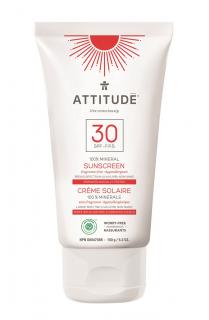 100% minerální opalovací krém ATTITUDE (SPF 30) bez vůně 150 g