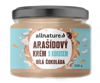 Allnature Arašídový krém s bílou čokoládou a kokosem, 220 g