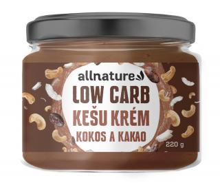 Allnature Kešu krém LOW carb - kokos a kakao, 220 g