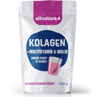Allnature Kolagen s multivitamíny a inulinem - příchuť malina a citron, 110 g
