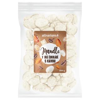 Allnature Mandle v bíle čokoládě s kávou, 250 g