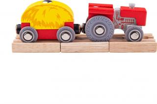 Bigjigs Rail Červený traktor s valníkem