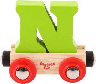 Bigjigs Rail Vagónek dřevěné vláčkodráhy - Písmeno N