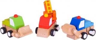 Bigjigs Toys Dřevěná barevná autíčka na natahování