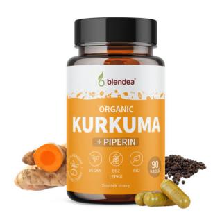 Blendea Kurkuma + Piperin BIO Organic, 100% rostlinné, 90 kapslí