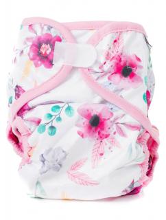 Bobánek Svrchní kalhotky XL suchý zip - Růžové květiny
