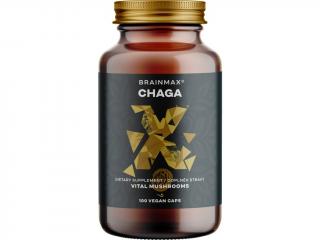 BrainMax Chaga extrakt, 50 % polysacharidů a 20 % beta-1,3/1,6 D-glukanů 500 mg, 100 rostlinných kapslí