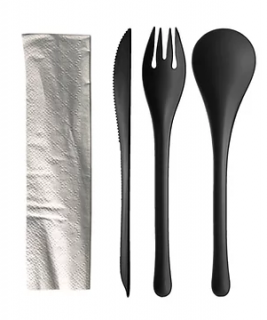 Cookplay Set jednorázových příborů Chikio EKO Set 1 Black, černý, 50 setů