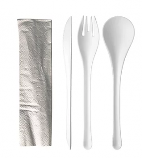 Cookplay Set jednorázových příborů Chikio EKO Set 1 White, bílý, 50 setů