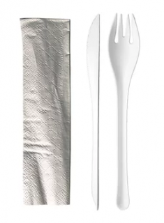 Cookplay Set jednorázových příborů Chikio EKO Set 2 White, bílý, 50 setů