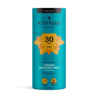 Dětská 100 % minerální ochranná tyčinka na celé tělo ATTITUDE (SPF 30) bez vůně 85 g  + Dárek