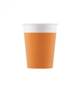 EKO papírové kelímky ORANŽOVÉ, 200 ml, 8 ks