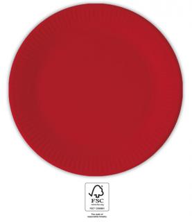 EKO papírové talířky ČERVENÉ, 20 cm, 8 ks
