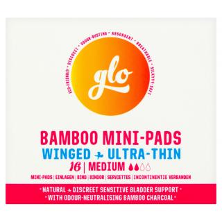 GLO Ultra tenké inkontinenční mini vložky z bio bambusu s křidélky  Medium 16 ks
