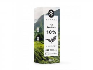 Hemnia Full Spectrum CBD Kokosový olej 10%, 1000 mg, 10 ml s příchutí zeleného čaje
