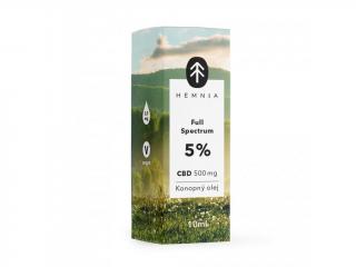 Hemnia Full Spectrum CBD Konopný olej 5%, 500 mg, 10 ml