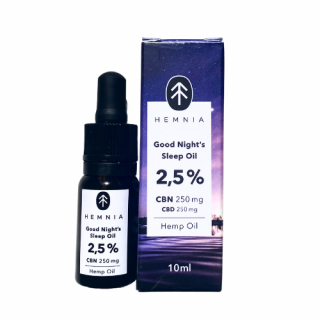 Hemnia Good Night's Sleep Konopný olej 2,5%, 250 mg CBN, 250 mg CBD, 10 ml