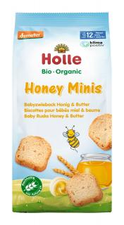 Holle Bio Dětské špaldové mini suchary s medem a máslem pro děti od 12. měsíce, 100 g