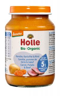 Holle Bio Mrkev s bramborem a hovězím masem pro děti od 5. měsíce, 190 g
