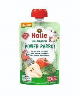 Holle Bio Power Parrot kapsička hruška s jablkem a špenátem pro děti od 6. měsíce, 100 g