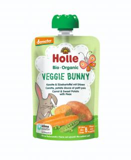 Holle Bio Veggie Bunny kapsička mrkev, batáty a hrášek pro děti od 6. měsíce, 100 g