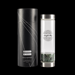 Jungle Way Designová skleněná láhev s avanturínem, 480 ml