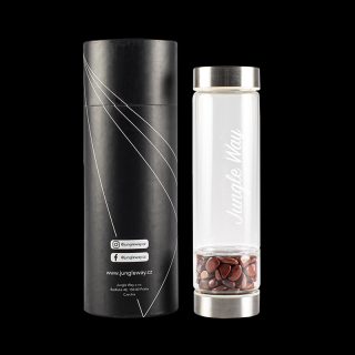 Jungle Way Designová skleněná láhev s jaspisem, 480 ml