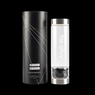 Jungle Way Designová skleněná láhev s onyxem, 480 ml